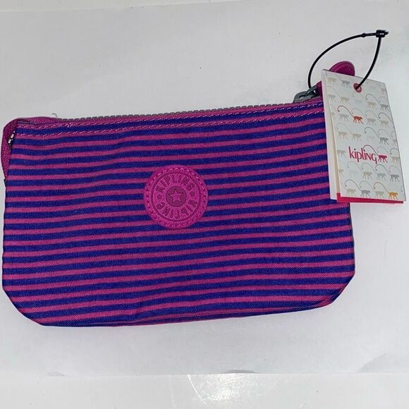 Kipling Women's Purple Orchid Striped AC7597 Creativity Pouch NWT - Picture 1 of 6